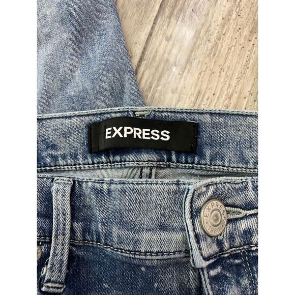 Express Cropped Skinny Jeans Mid Rise Distressed Side Stripe Women’s Sz 8 - Picture 4 of 6